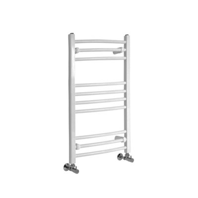 Homestylestore White Curved Bar Heated Towel Rail 800mm X 500mm from B&Q