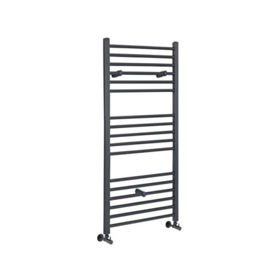 Homestylestore Anthracite Straight Bar Heated Towel Rail 1200mm X 600mm from B&Q