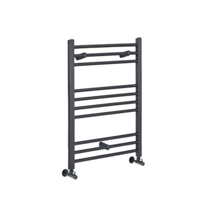 Homestylestore Anthracite Straight Bar Heated Towel Rail 800mm X 500mm from B&Q