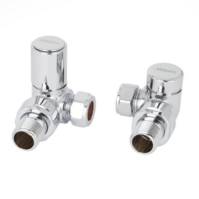 Homestylestore Chrome 15mm Corner Heated Towel Rail Radiator Valves from B&Q