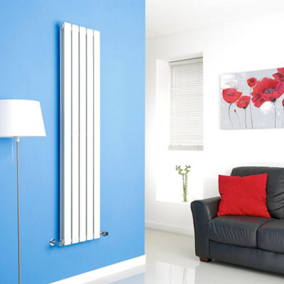 B&Q -  White Vertical Double Flat Panel Designer Radiator 1600mm X 350mm