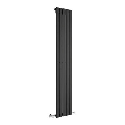 B&Q -  Black Vertical Single Flat Panel Designer Radiator 1600mm X 350mm