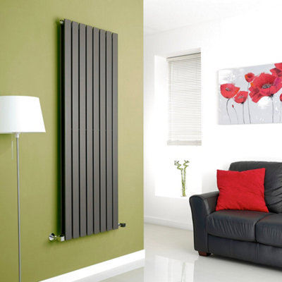 B&Q -  Anthracite Vertical Double Flat Panel Designer Radiator 1600mm X 560mm