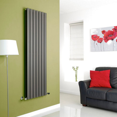 B&Q -  Anthracite Vertical Double Flat Panel Designer Radiator 1600mm X 490mm