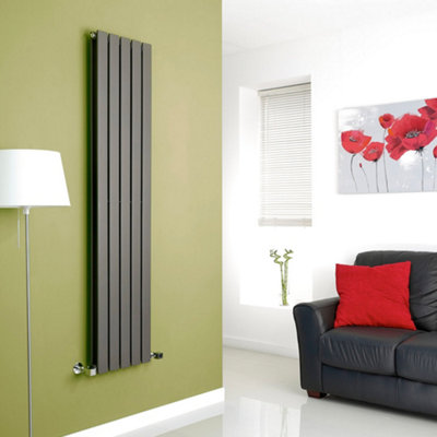 B&Q -  Anthracite Vertical Double Flat Panel Designer Radiator 1600mm X 350mm