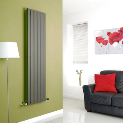 Homestylestore Anthracite Vertical Single Flat Panel Designer Radiator 1600mm X 420mm from B&Q