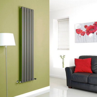 B&Q -  Anthracite Vertical Single Flat Panel Designer Radiator 1600mm X 350mm
