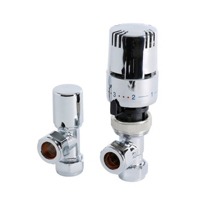 Homestylestore Chrome Angled Chrome Thermostatic Radiator Valves from B&Q