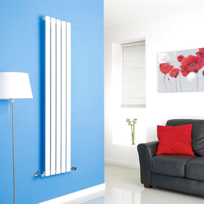 B&Q -  White Vertical Single Flat Panel Designer Radiator 1600mm X 350mm
