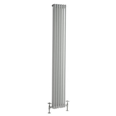 Homestylestore White Cast Iron Style Double Column Vertical Radiator 1800mm X 290mm from B&Q