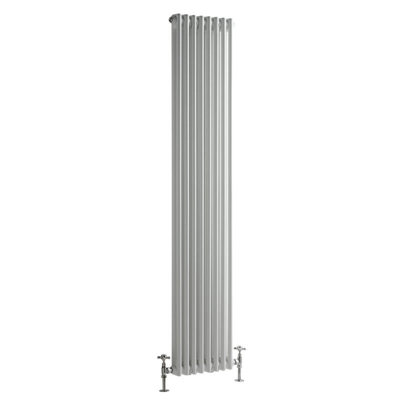 Homestylestore White Cast Iron Style Double Column Vertical Radiator 1800mm X 380mm from B&Q