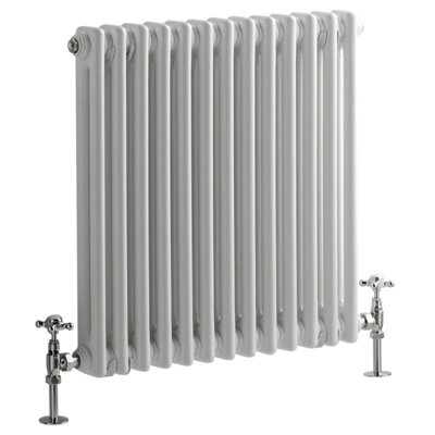 Homestylestore White Horizontal Cast Iron Style Double Column Radiator 600mm X 605mm from B&Q