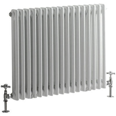 Homestylestore White Horizontal Cast Iron Style Double Column Radiator 600mm X 785mm from B&Q