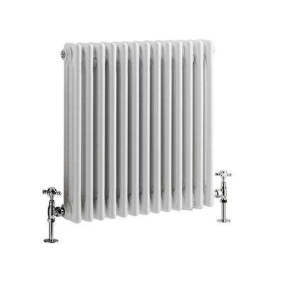 Homestylestore White Horizontal Cast Iron Style Triple Column Radiator 600mm X 605mm from B&Q