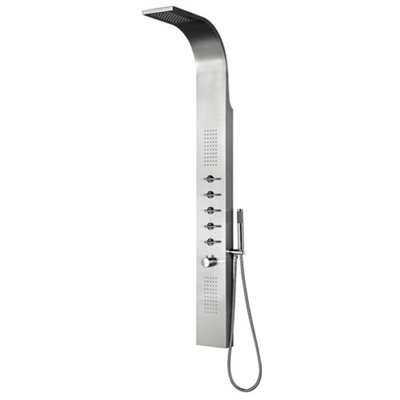Homestylestore Chrome Exposed Thermostatic Shower Tower Panel With Waterblade Shower HeadBody Jets And Hand Shower from B&Q
