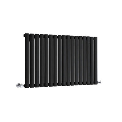 B&Q -  Black Horizontal Single Oval Panel Designer Radiator 635mm X 1000mm