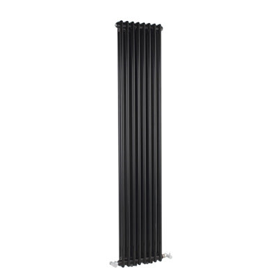 Homestylestore Black Cast Iron Style Double Column Vertical Radiator 1800mm X 380mm from B&Q