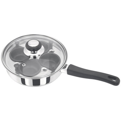 Judge Essentials Stainless Steel Four-Cup Egg Poacher With LidSilver from B&Q