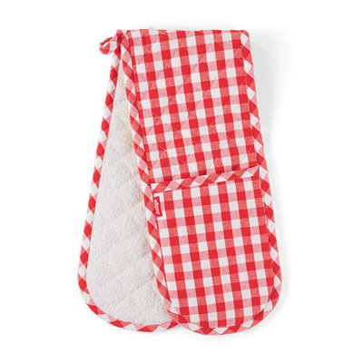 Judge Textiles Red Check Double Oven Mitt from B&Q