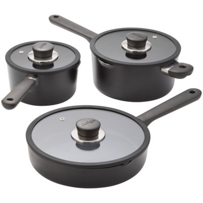 Judge Vista Ceramic 3-Piece Draining Cookware SetBlack from B&Q