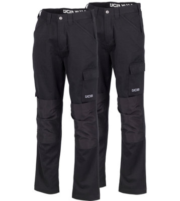 Jcb Twin Pack Essential Cargo Work Trousers Black44R from B&Q