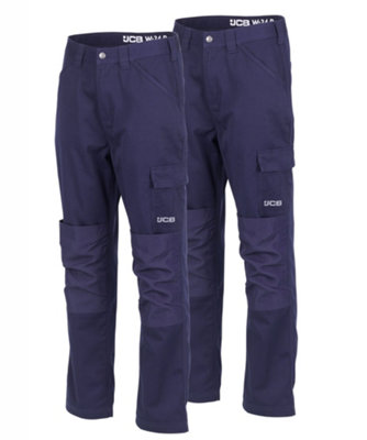 Jcb Twin Pack Essential Cargo Work Trousers Navy40R from B&Q