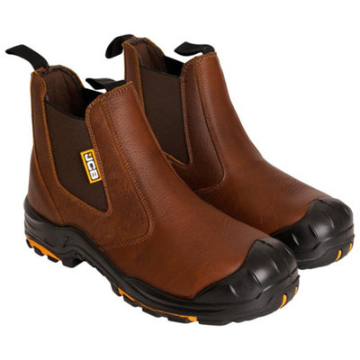 Jcb Dealer Tan Leather Non-Metal Toe/midsole Safety Work Boot from B&Q