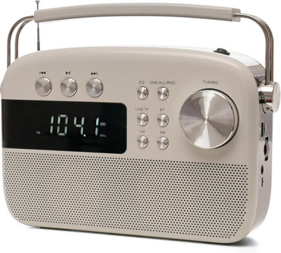 B&Q -  N6407Wh Encore Portable Radio Am/fm With Mp3 And Usb SpeakerBattery Or Mains PoweredCream/ivory