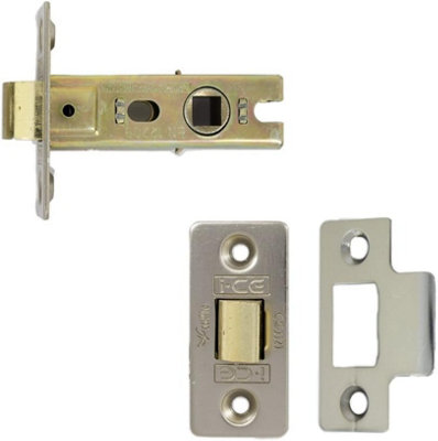 Satin Nickel Fire Door Tubular Latch 63 mm Bolt-ThroughCe Rated from B&Q