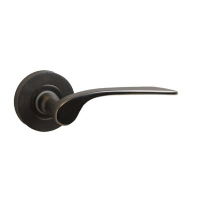 Door Handle On Rose Matt Black Nickel Gunmetal Door Handle Lever