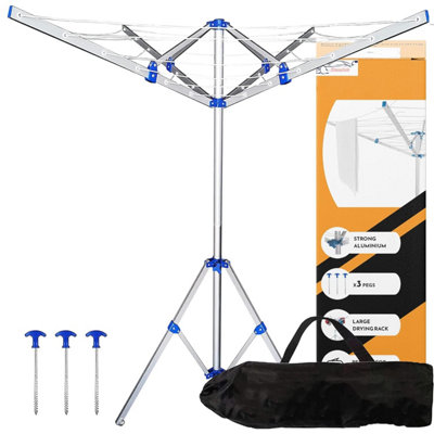  - Xtremeauto Aluminium Rotary Washing Line AirersClothes Airer OutdoorPortableFoldable & Freestanding 4 Arm For Indoor &