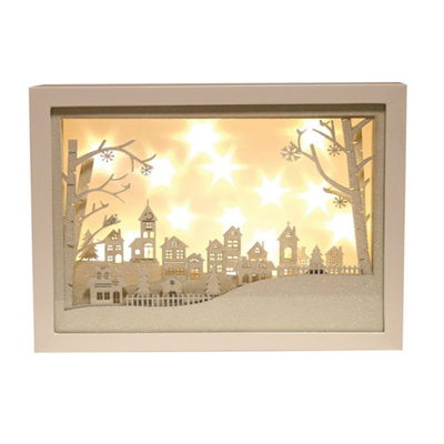 Christmas DecorationLed Light Up Musical  Window Scene With Urban Village from B&Q
