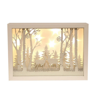Christmas DecorationLed Light Up Musical Window Scene Of Reindeer In Woodland from B&Q