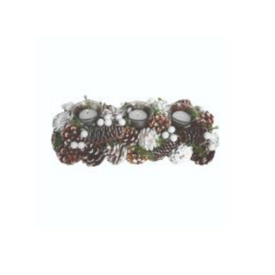 Christmas Tea Light Candle HolderThree Clear Holders With Pine Cones from B&Q
