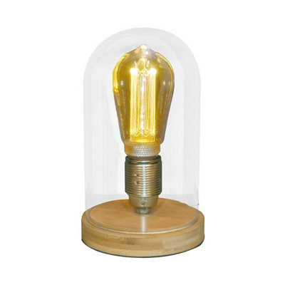 Straits Bamboo & Glass Dome Table Lamp from B&Q