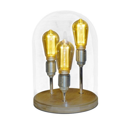 Straits Glass Dome Triple Edison Table Lamp from B&Q