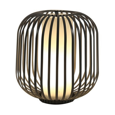 Straits Grey Cage Lantern Battery Powered LampTall from B&Q