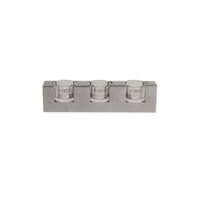 Straits Silver 3 Glass Cup Tealight Holder from B&Q
