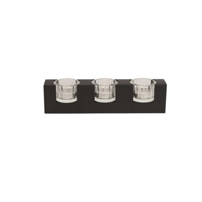 Straits Black 3 Glass Cup Tealight Holder from B&Q