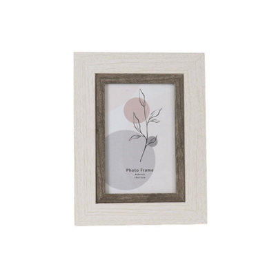 B&Q -  White & Brown Wood Photo Frame4X6