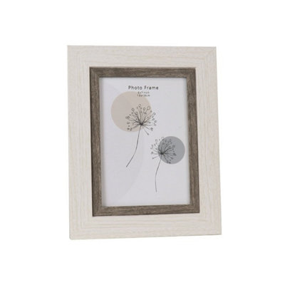 B&Q -  White & Brown Wood Photo Frame5X7