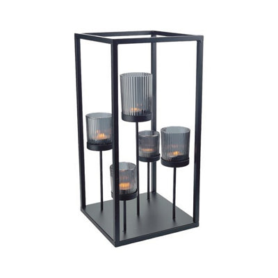 Straits Smoke Grey Tall Metal Cage 5 Tealight Holder from B&Q