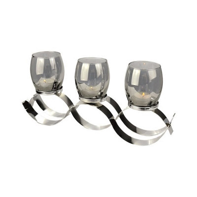 Straits Smoke Grey Wave 3 Tealight Holder from B&Q