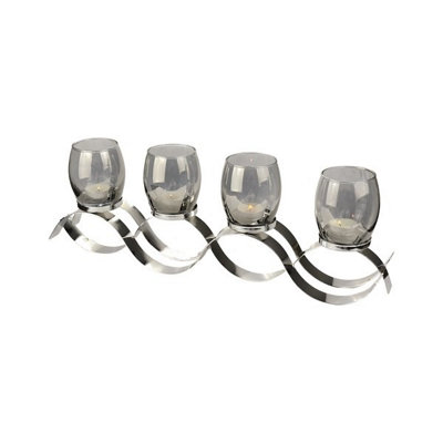 Straits Smoke Grey Wave 4 Tealight Holder from B&Q