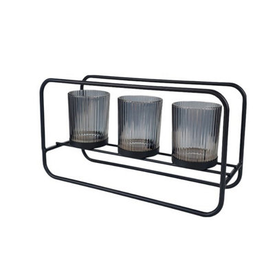 Straits Smoke Grey 3 Tealight Holder 28L X 15H Cm from B&Q