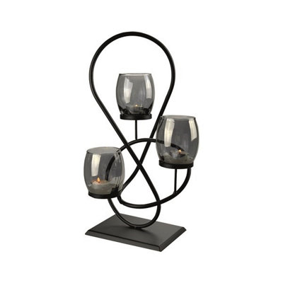 Straits Smoke Grey Abstract Loop Triple Tealight Holder from B&Q