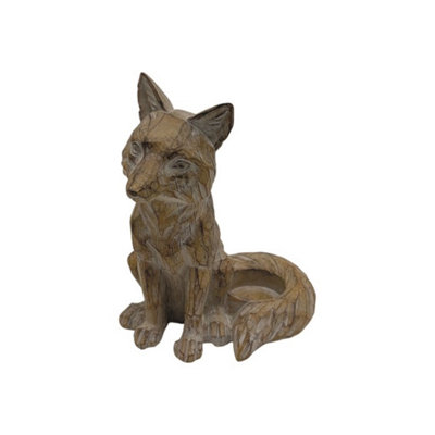 Straits Wood Effect Fox Tealight Holder from B&Q