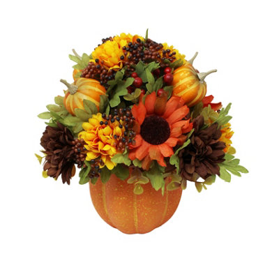 Straits Artificial Pumpkin Flower Arrangement Table Centerpeice from B&Q