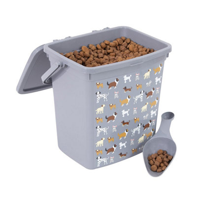 Yes-Online Reusable Plastic Dog Puppy Treat Food Bin Grey 6 Litres Storage Container from B&Q