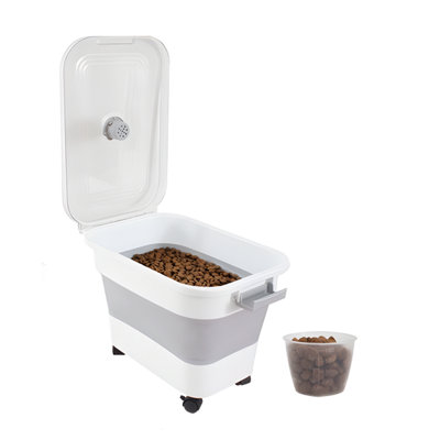 Yes-Online Collapsible Pet Food Storage Container 20L Airtight Lid Scoop Dog Puppy Treats from B&Q